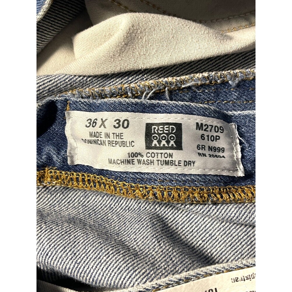 Reed Double Knot Jeans Womens 36x30 Blue Raw‎ Hem Cropped Western Work Wear - Picture 8 of 9